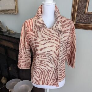 NEW Chicos Size 1 Women's Medium Lace Animal Print Cropped Blazer/Jacket